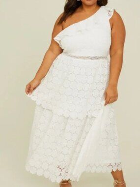 Arula White One Shoulder Dress 1X NWT